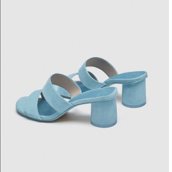 Zara 100% Leather Block Heel Sandals - Picture 2 of 8